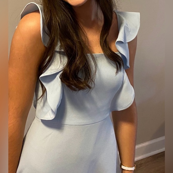 NWT BCBGeneration pale soft baby blue square neck ruffle sleeve mini dress - Picture 14 of 14